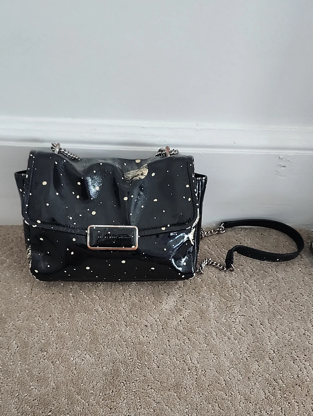 Marc By Marc Jacobs Patent Leather Galaxy Chain Shoulder Bag